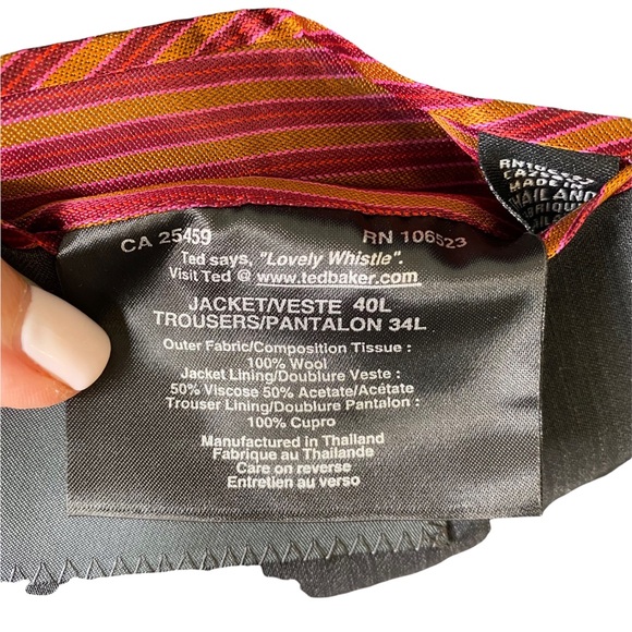 Ted Baker Endurance Gunmetal Gray Wool Sportscoat Blazer Jacket 40L - Picture 6 of 10